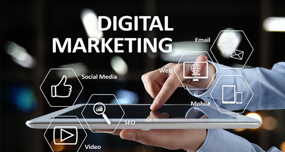 A imagem mostra de forma simplificada como que funciona, o marketing digital.