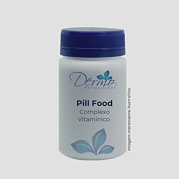 A imagem mostra um exemplo do Pill Food em cápsulas.
